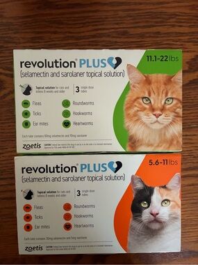 Revolution PLUS Topical Solution for Cats - Orange and Green TWO BOXES